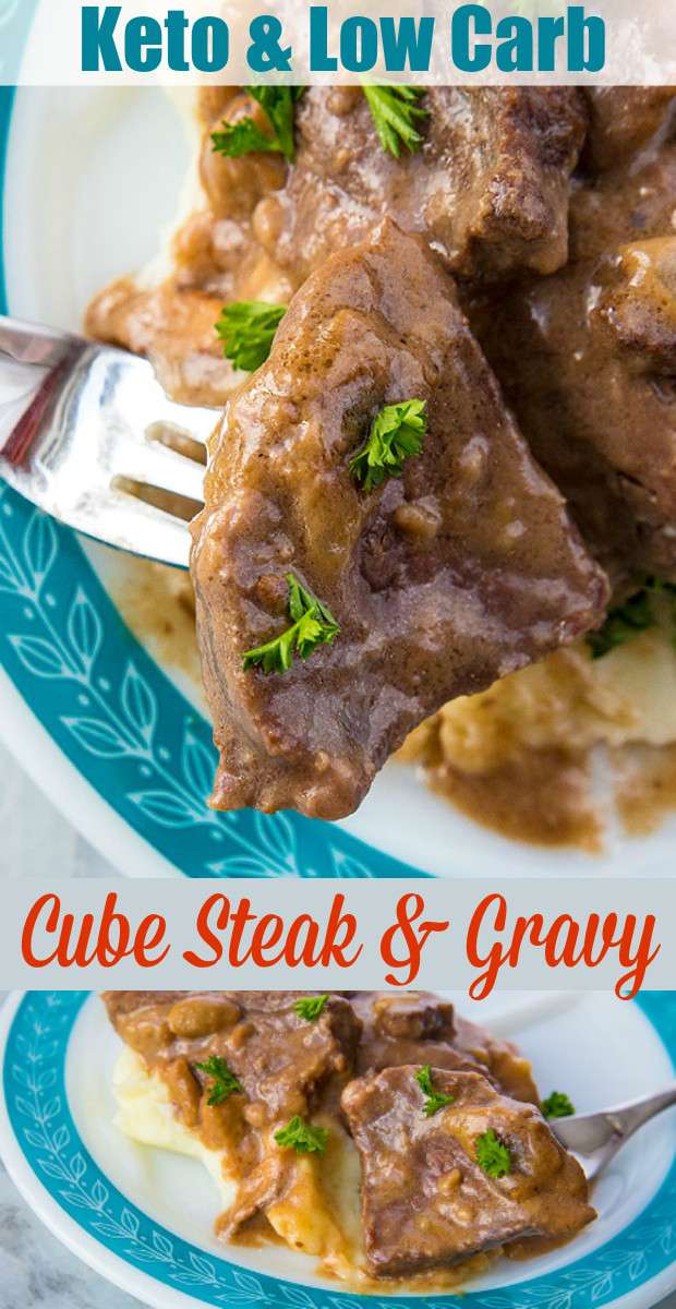 Instant Pot Low Carb Cube Steak and Gravy is made SO fast thanks to pressure cooking it in your Instant Pot! The beef becomes tender and the mushroom gravy is drinkable! This comes to 6 net grams of carbs per serving. #keto #lowcarb #cubesteak #meat #instantpot #pressurecooker #pressurecooking #beef #mushroom #gravy #southbeach #protein