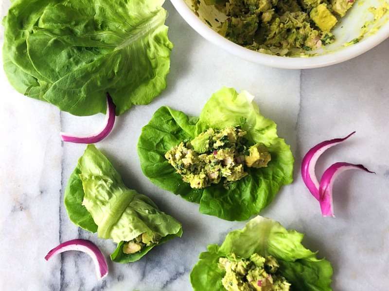 Avocado Chicken Salad Low Carb Lettuce Wraps