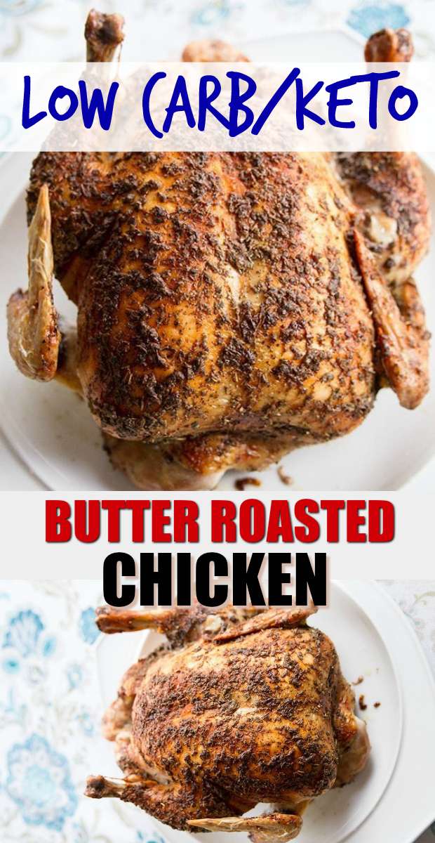 Herb & Butter Roasted Low Carb Chicken Recipe! You can eat the low carb/high fat chicken ( Keto friendly) and your kids can eat the potatoes and carrots. #lowcarb #keto #recipe #chicken #healthyfamily #chickenrecipe #cooking
