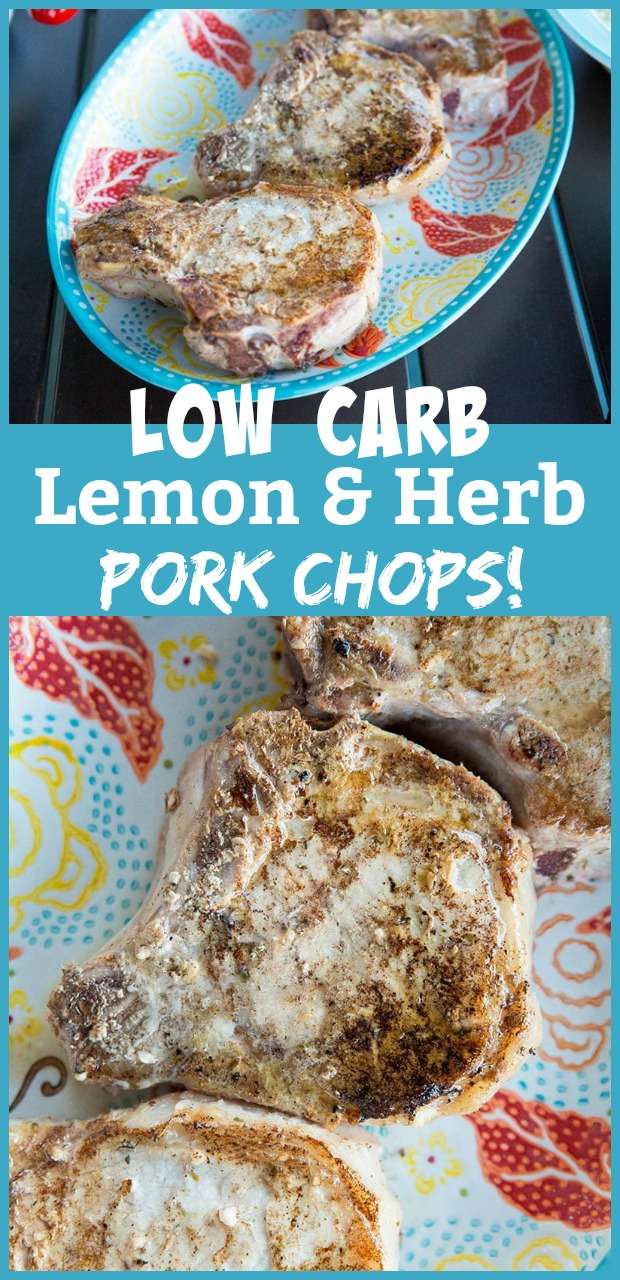 Lemon and herb low carb pork chops #lowcarb #pork #porkchops #lemon #herb