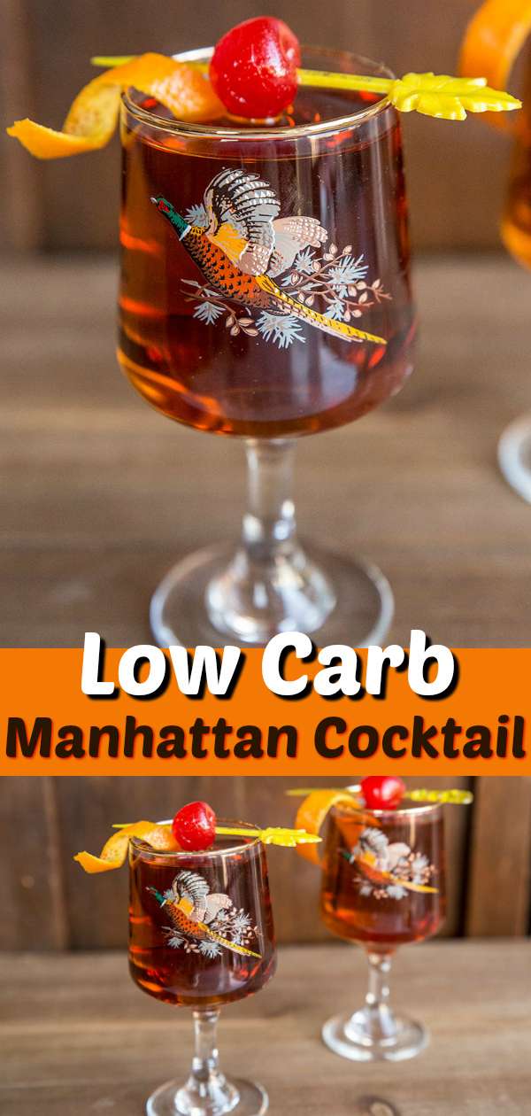 Get the perfect Manhattan Cocktail Drink Recipe, this whisky and vermouth based, sweet drink is great for sipping and is low carb and low sugar! #lowcarb #cocktail #drinks #recipe #keto #lowsugar #whisky #whiskey #vermouth #manhattan #recipe