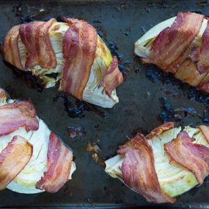 Bacon Wrapped Roasted Cabbage Wedges