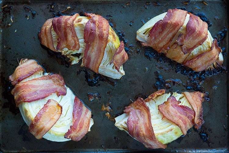 Bacon Wrapped Roasted Cabbage Wedges