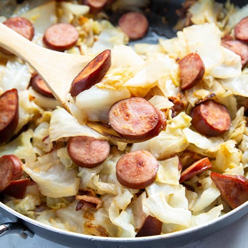 Ukrainian-Style Fried Cabbage and Kielbasa - The Kitchen Magpie - Low Carb