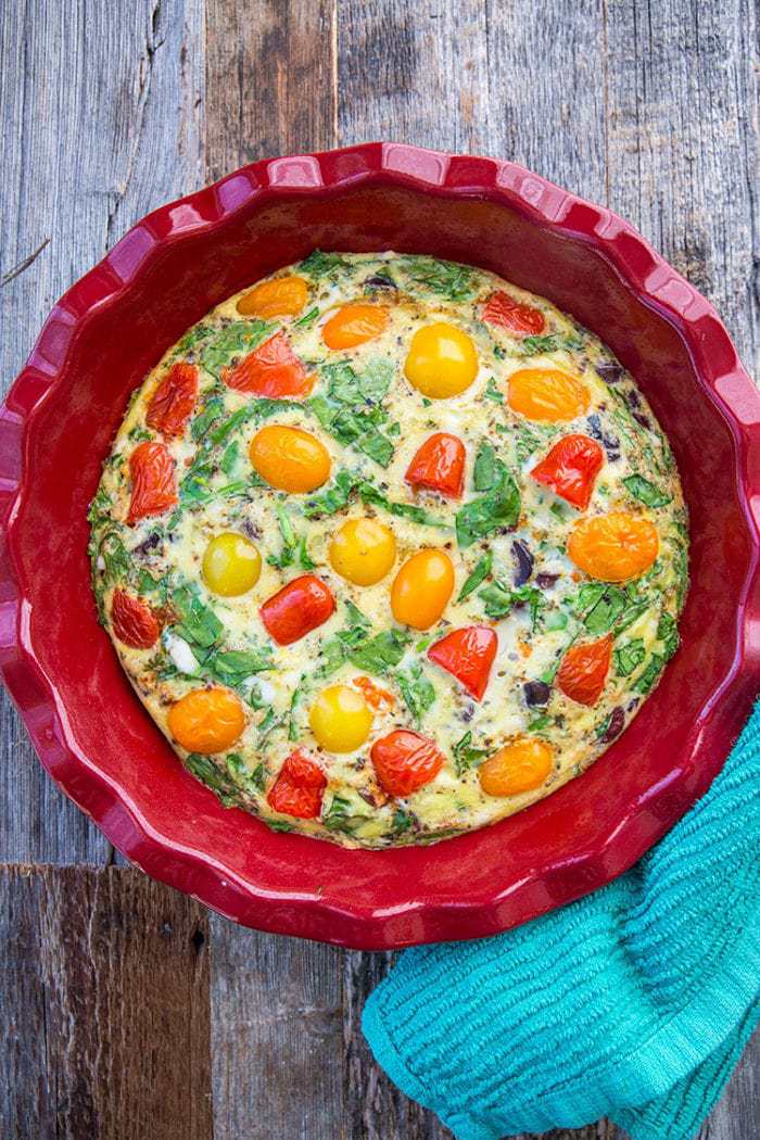 Look at all those delicious vegetables. This vegetable frittata is teeming with them.
