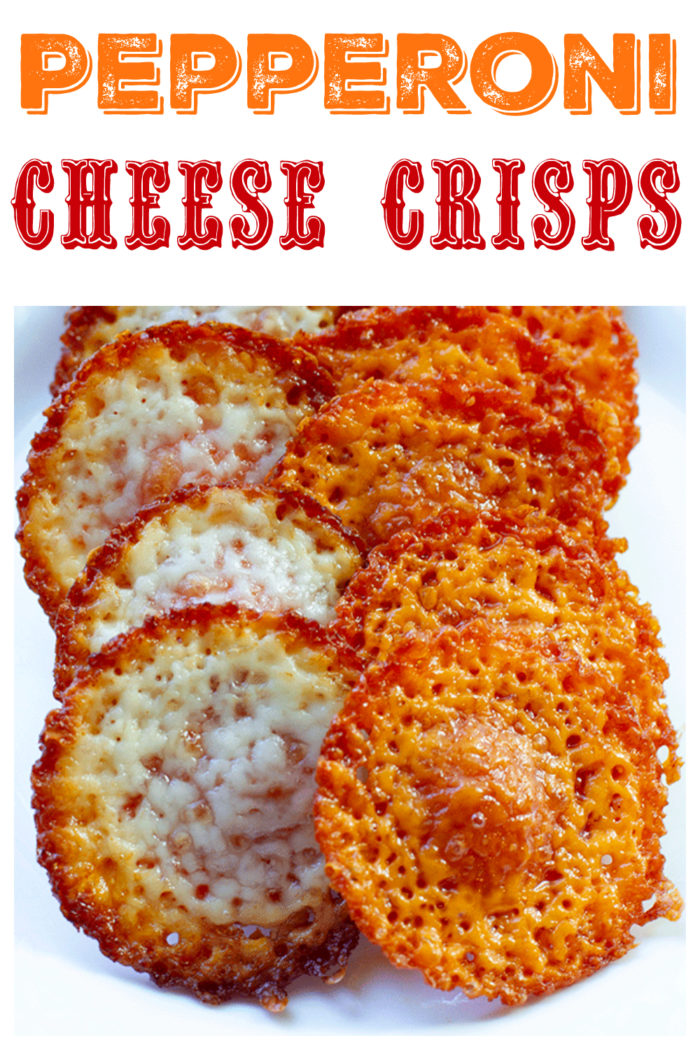Easy 2 ingredient Pepperoni Cheese Crisps, #Cheese #Crisps #KetoSnacks #lowcarb